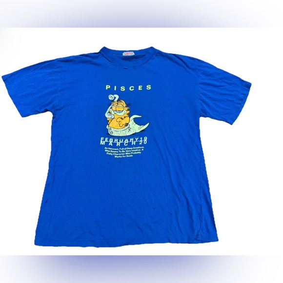 1978 Flirts Garfield Pisces T-Shirt One Size, Vintage Astrology Zodiac Cartoon - Picture 1 of 10